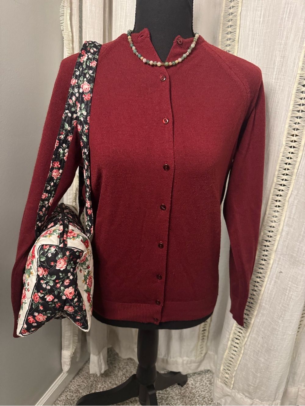 Littlewoods Burgundy/Wine Colored Button-Up Cardigan